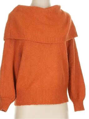 Anthropologie Burnt Orange Slouchy Cowl Neck Long Sleeve Sweater Size XS